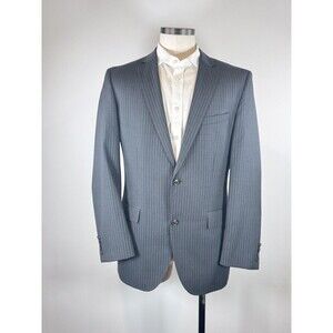 HUGO BOSS Mens Blazer Gray Pinstripe Two Button Sport Coat Suit Jacket Slim 40L